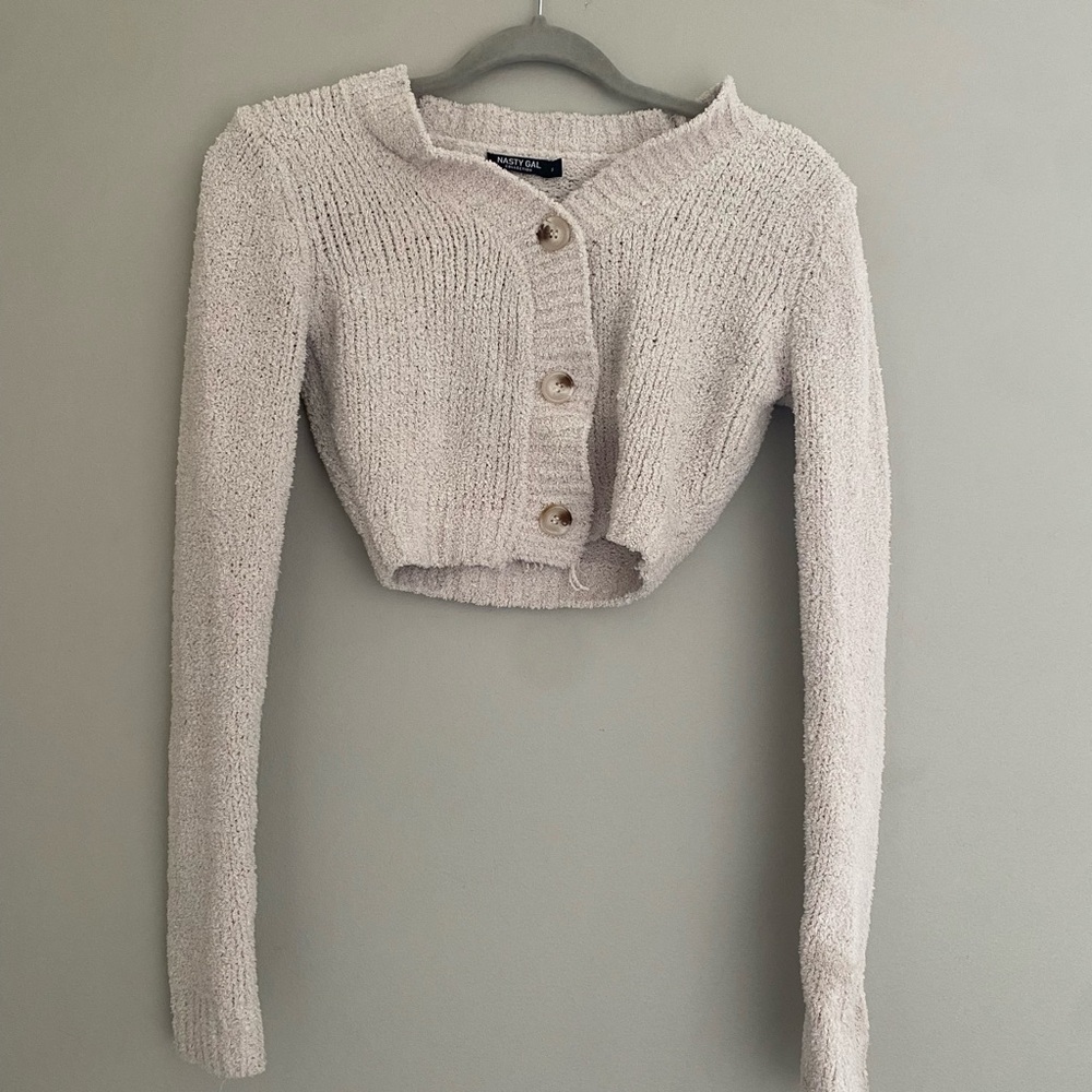 Nasty Gal Cozy Cream Button-Up Sweater